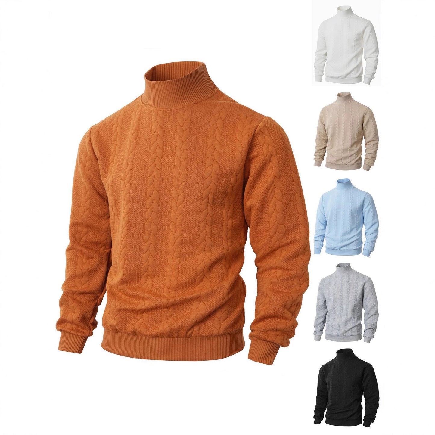 Herren Strickpullover Hochkragen Zopfdesign Modern - BerlinGlamour