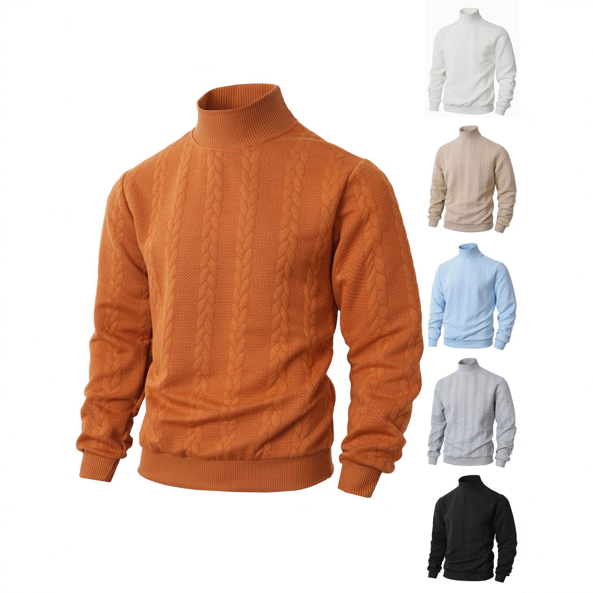 Herren Strickpullover Hochkragen Zopfdesign Modern - BerlinGlamour