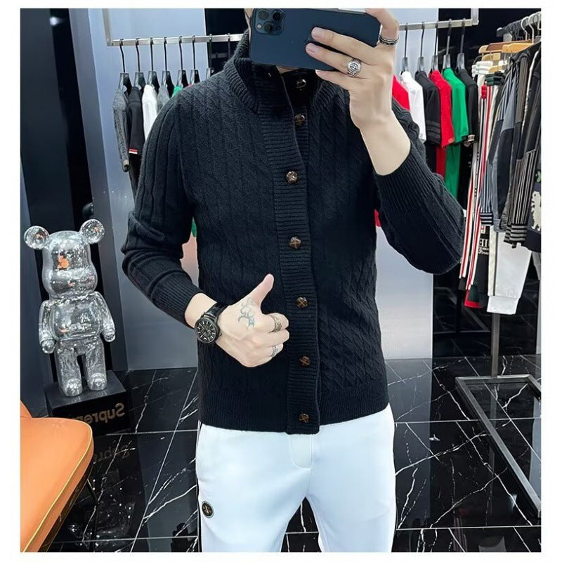 Herren Strickjacke Strukturiert Knopfleiste Modern