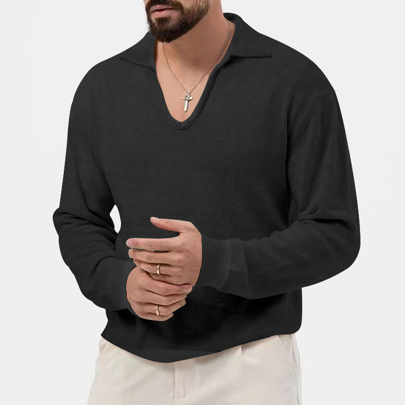 Herren Pullover Eleganter V-Ausschnitt Strukturiert Modern