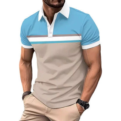 Herren Poloshirt Moderne Farbblockoptik Hochwertig