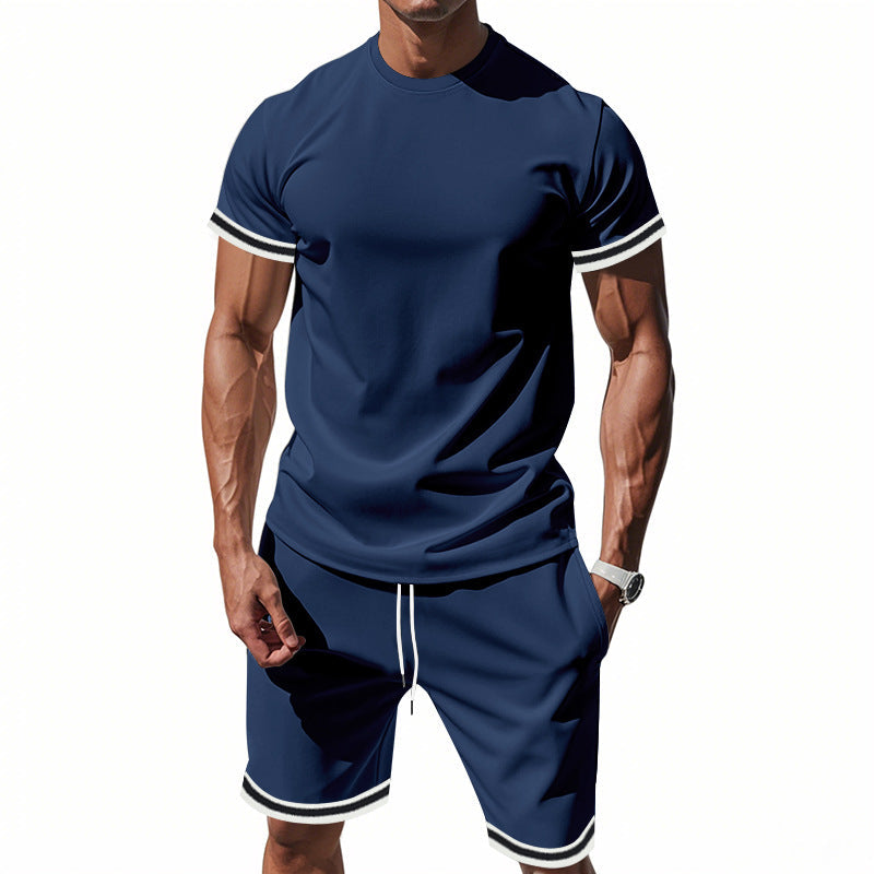 Herren Kurzarmshirt Sportlich Modern Kontrastdetails