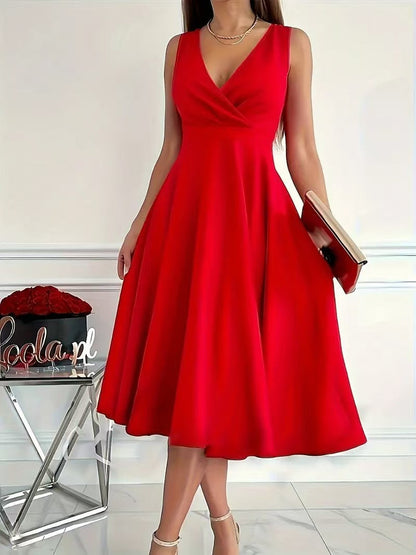 Damen Wickelkleid A-Linie Elegant V-Ausschnitt Schwarz