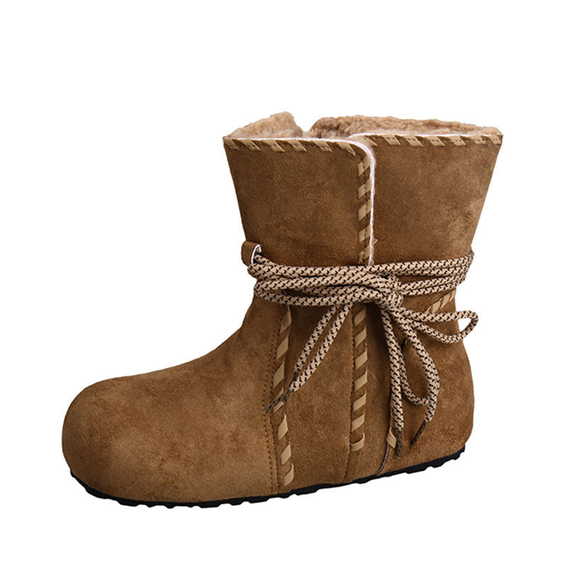 Damen Winterboots Weich Warm Schnürboots Frauenstiefel