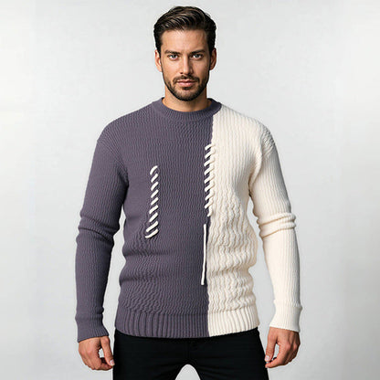 Herren Strickpullover Modern mit Kontrast-Muster und Struktur-Design
