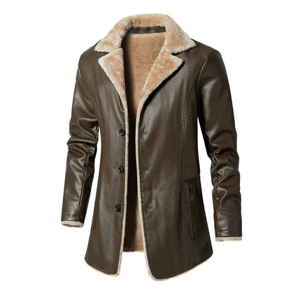 Herren Lederjacke Kunstleder Warm Fleecefutter Schwarz - BerlinGlamour
