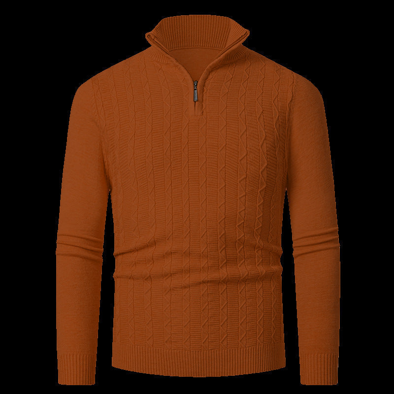 Herren Strickpullover Modern Reißverschluss Kragen Übergröße