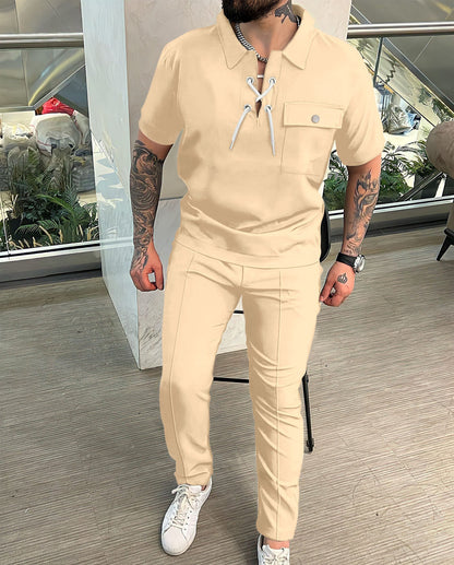 Herrenanzug Kurz Slim Fit Mit Kordelzug Detail Modern