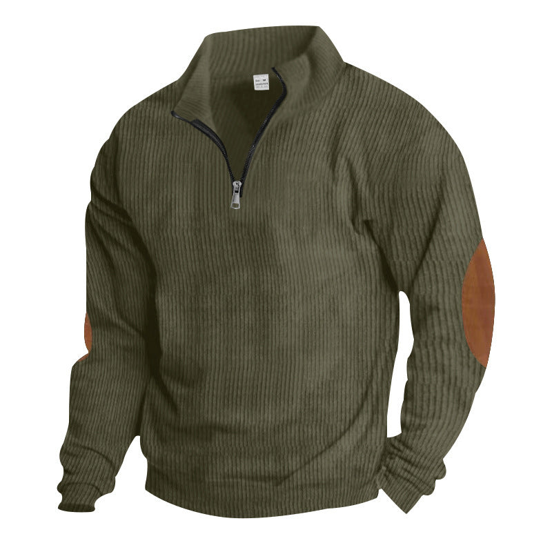 Herren Fleece-Pullover Leder Detail Modern Berlin Style