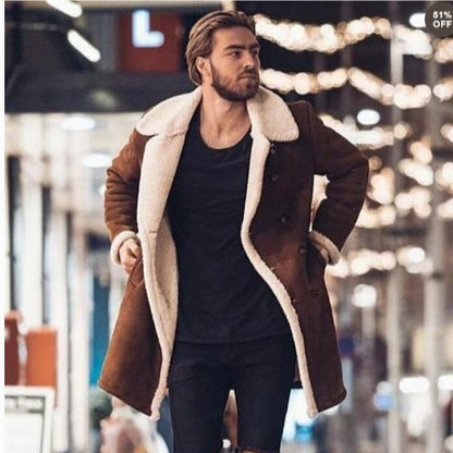 Herren Lammfellmantel Luxus Teddyfutter Warm