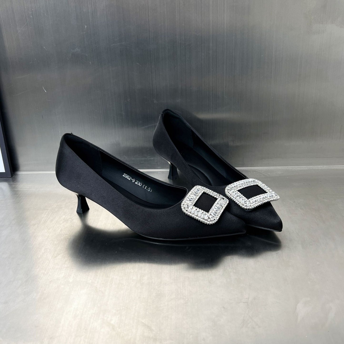 Damen Pumps Hochhackig mit Strass Buckle Elegant