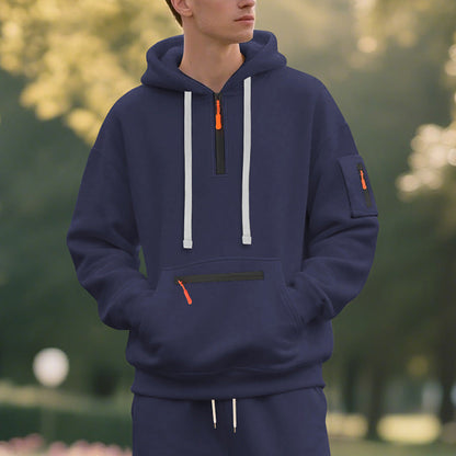 Herren Hoodie Sportlich Mit Taschen Reißverschluss Modern