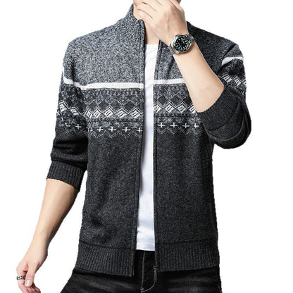 Herren Strickjacke Hochkragen Modern mit Muster