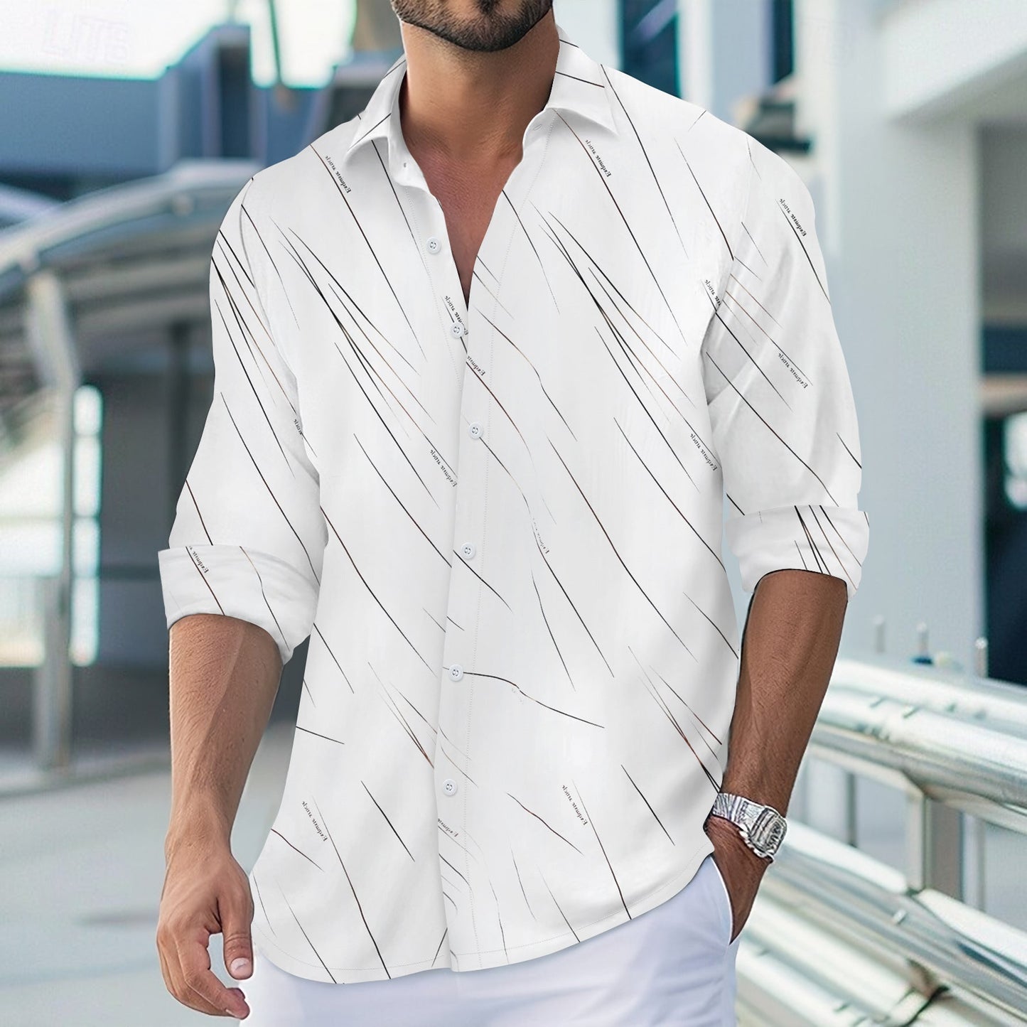Herren Langarmhemd Modern mit Farbenfrohem Design Berlin Style