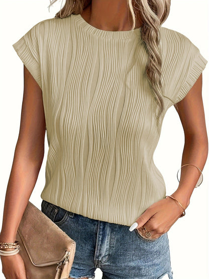 Damen Oberteil Wellenmuster Elastisch Elegantes Top