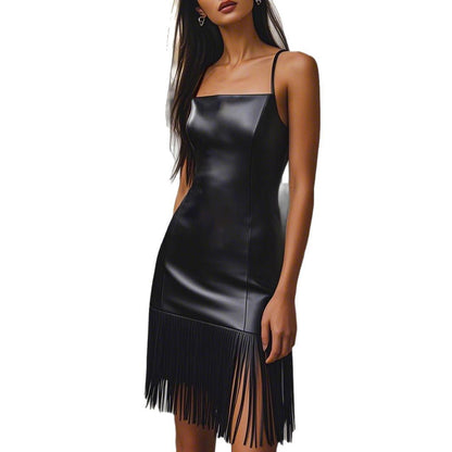 Damenkleid Figurbetont mit Fransen und Trägern