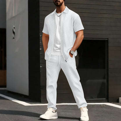 Herren Freizeitanzug Modern Strukturdesign Reißverschlusstaschen