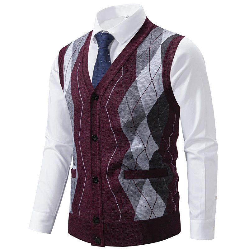 Herren Strickweste Classic Rautenmuster Elegante - BerlinGlamour