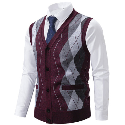 Herren Strickweste Classic Rautenmuster Elegante - BerlinGlamour