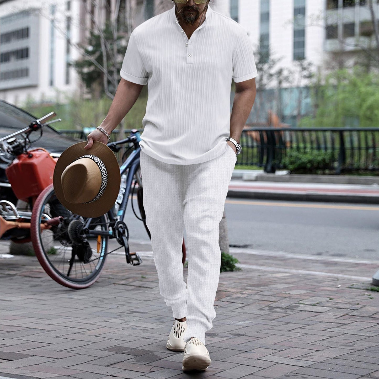 Herren Hemd Kurzarm Streifenmuster Sommer Modell