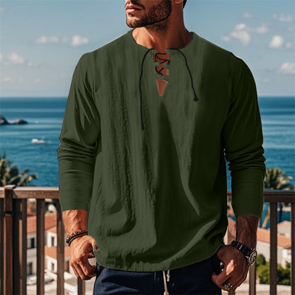Modernes Langarmshirt mit Schnürung und V-Ausschnitt Berlin-Glamour