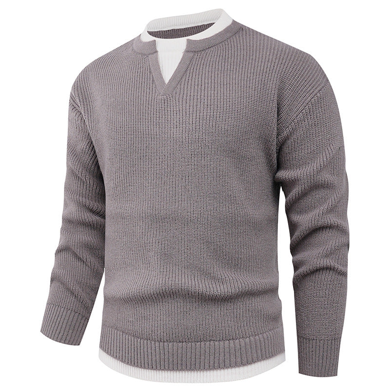 Herren Strickpullover V-Ausschnitt Feinripp Modern