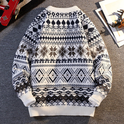 Herren Pullover Gemustert Winterlich Hochkragen