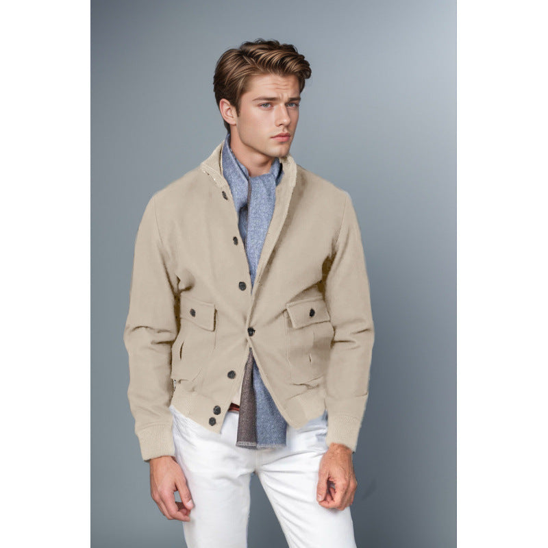 Herren Casual-Jacke Modern mit Taschen Schwarz
