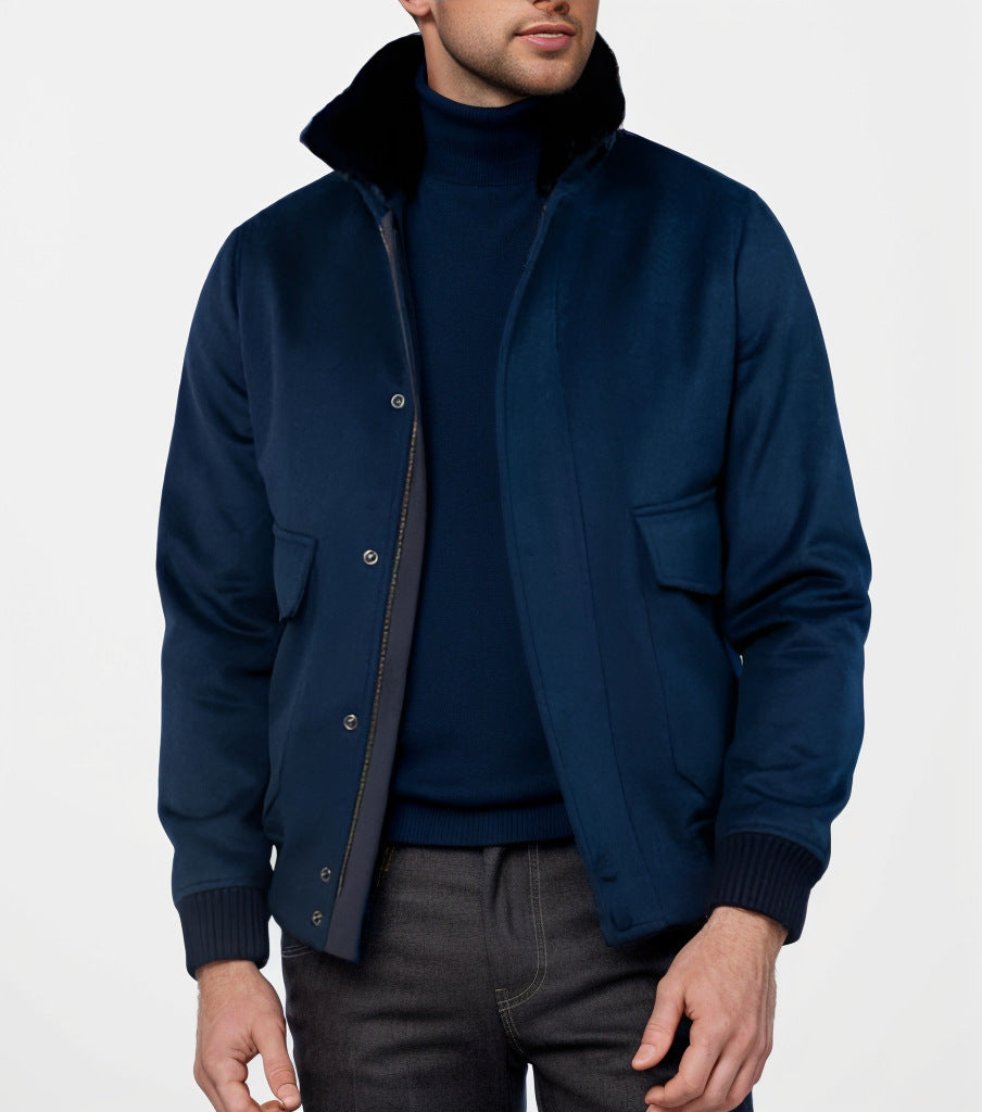 Herren Übergangsjacke Mit Weichem Kragen und Taschen - BerlinGlamour