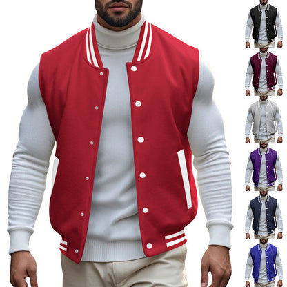 Herren Baseballjacke Sportlich Mit Taschen Kontrast - BerlinGlamour