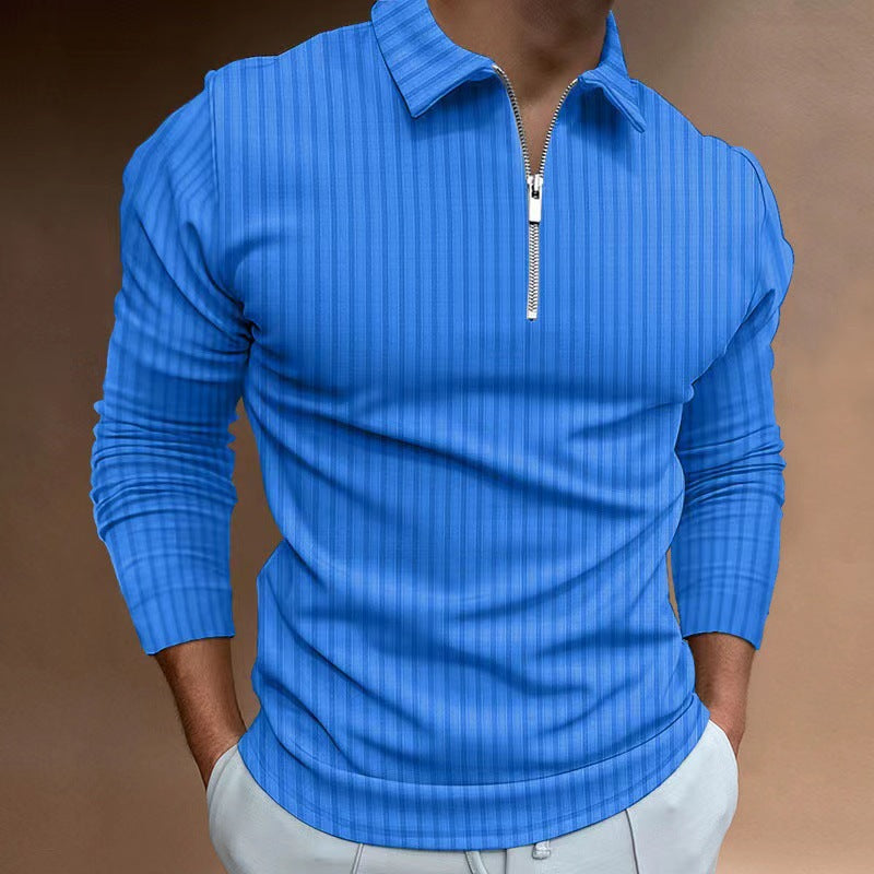 Herren Sportshirt Langarm Reißverschluss Funktionsshirt