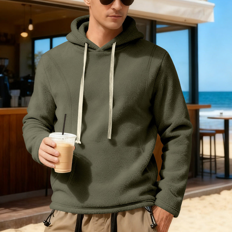 Herren Fleece Pullover Kapuze Warm Modern