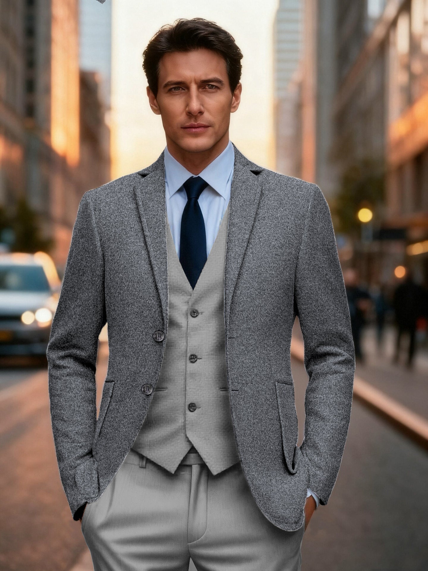 Herren Blazer Einreihig Klassisch Slim Fit
