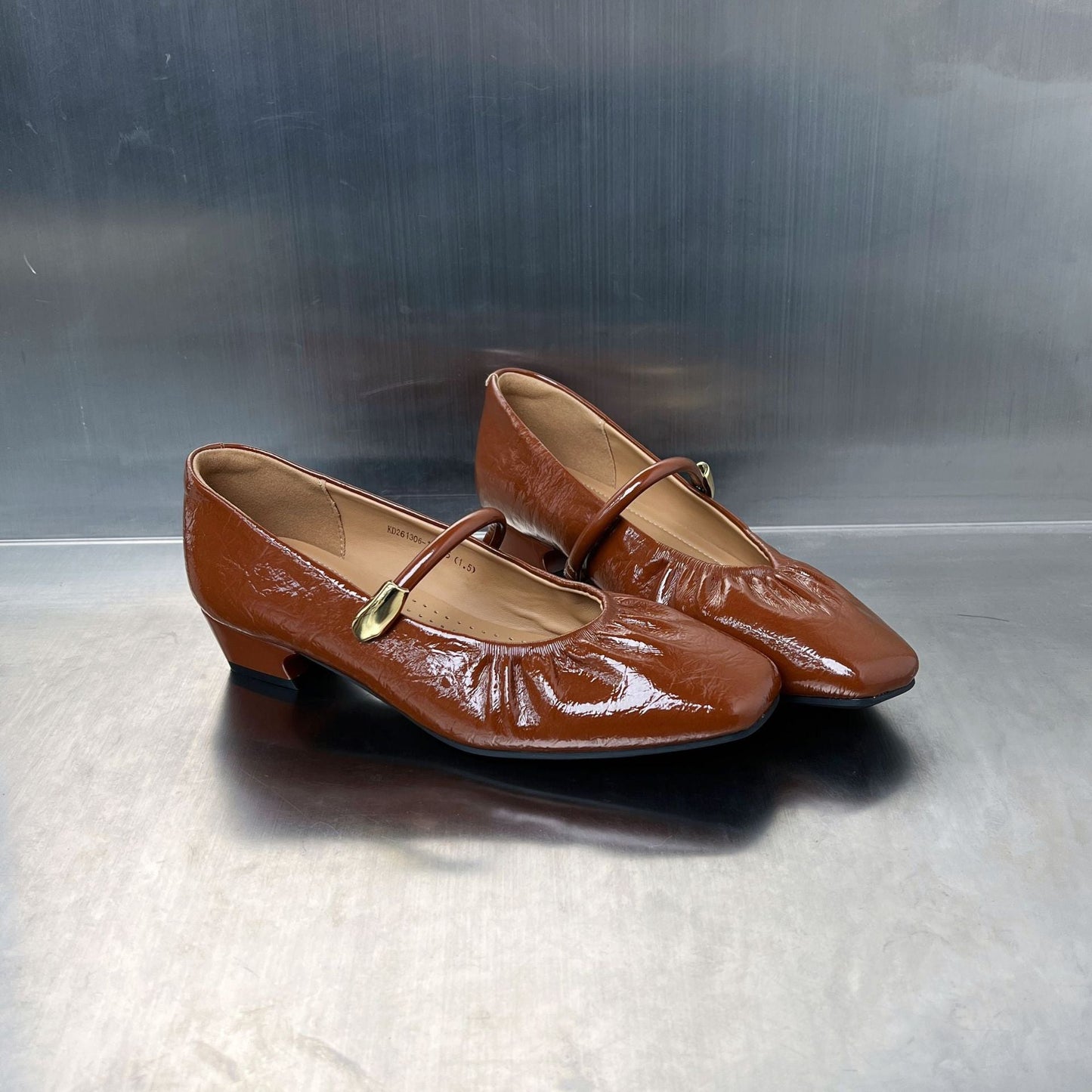 Elegante Damen Ballerinas Schuhe Glanzfinish Metallic