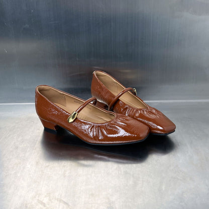 Elegante Damen Ballerinas Schuhe Glanzfinish Metallic
