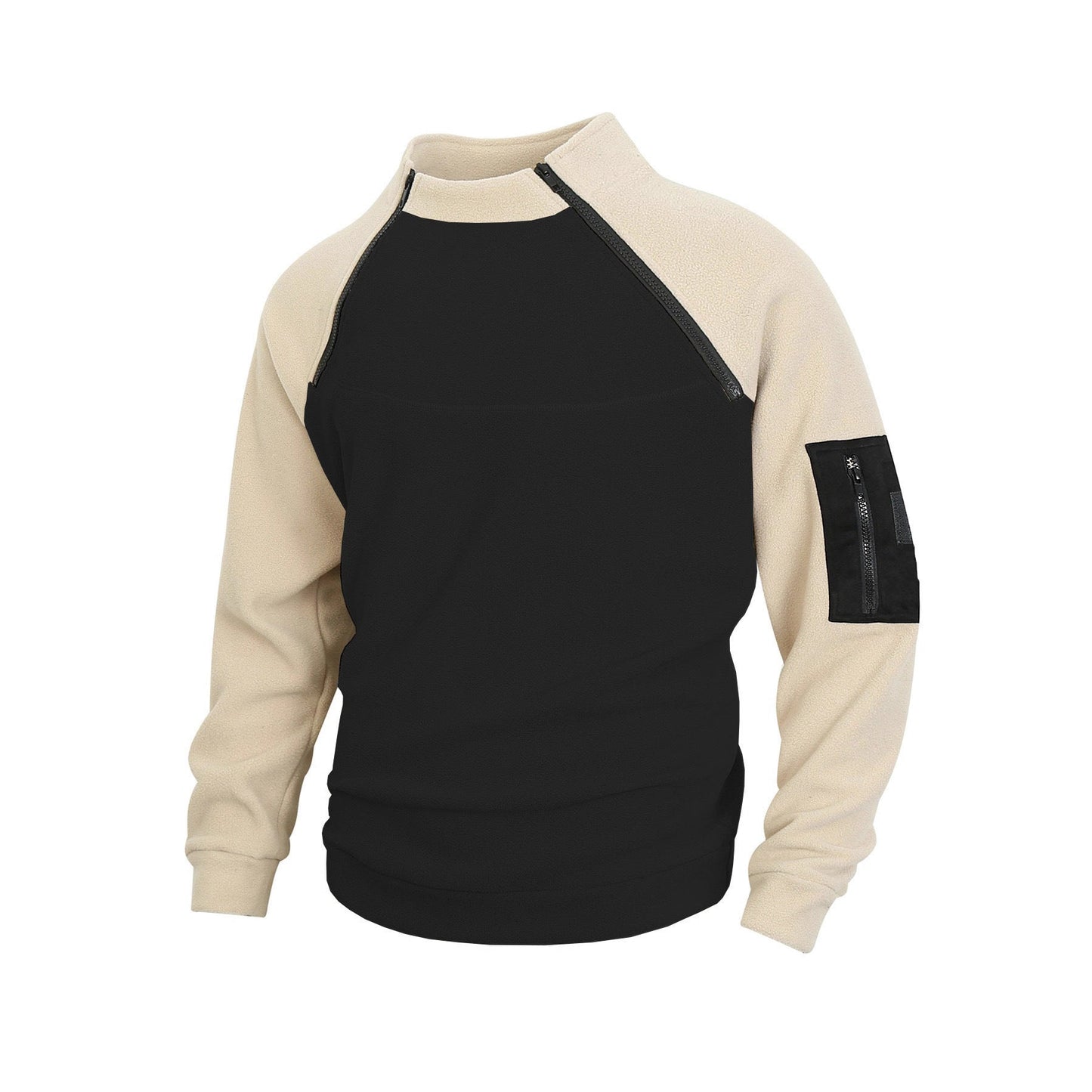 Herren Fleece Pullover Warm mit Reißverschluss Kragen