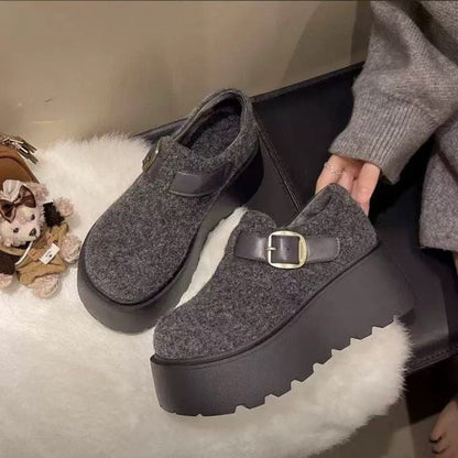 Damen Plattform-Pantoletten Hoch Bequem Schnalle Schuhe