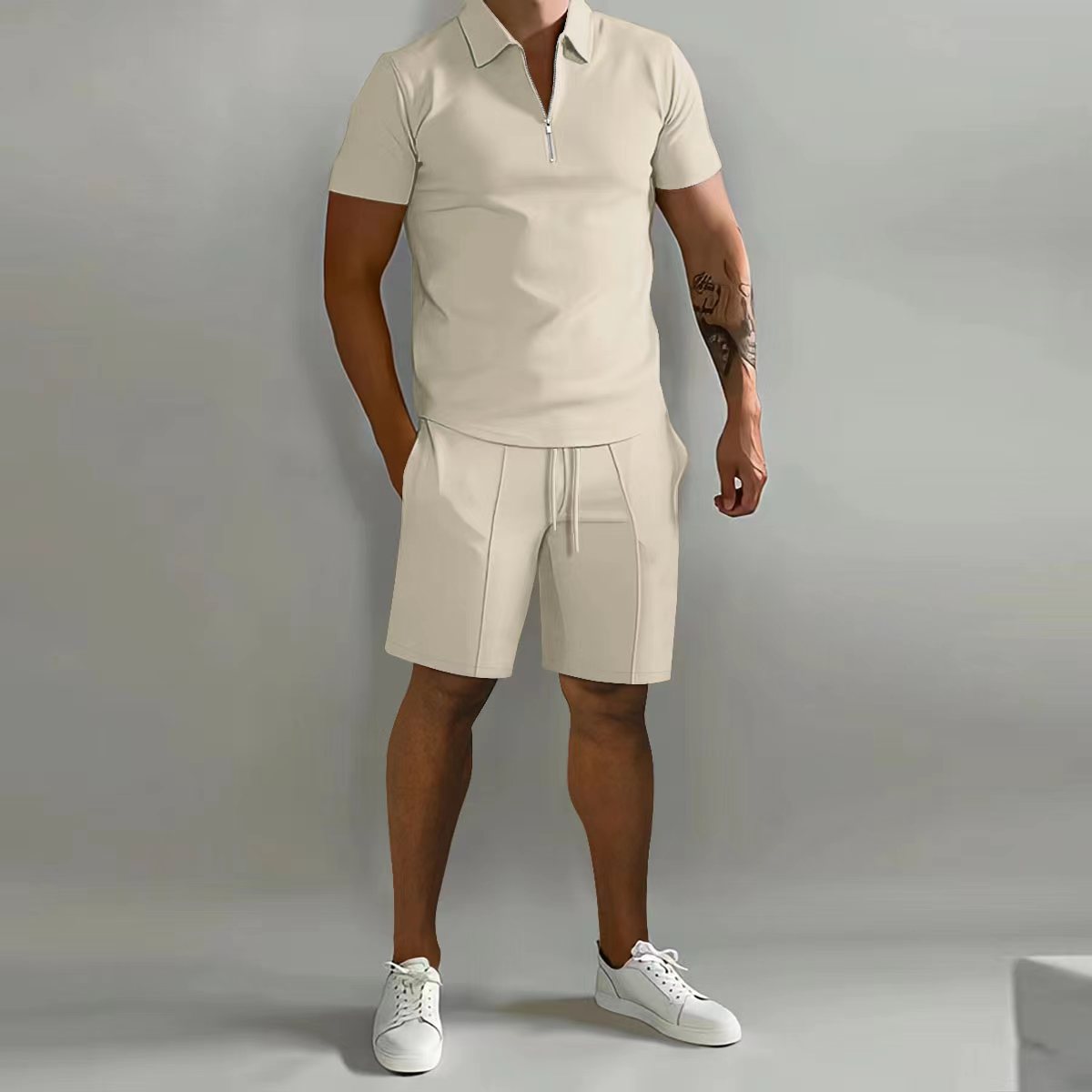Herren Poloshirt Sportlich Kurzarm mit Shorts Set