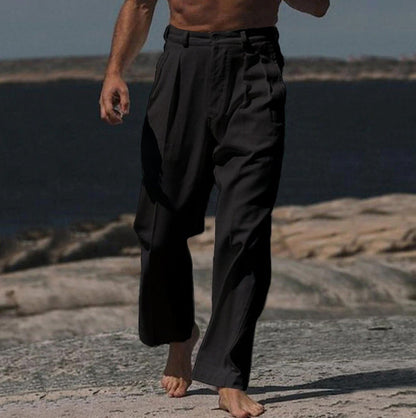 Herren Leinenhose Bequem Weit Schnitt Sommerhose