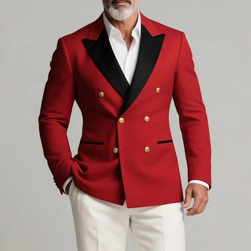 Herren Blazer Zweireiher Elegant Luxus Knöpfe Modern