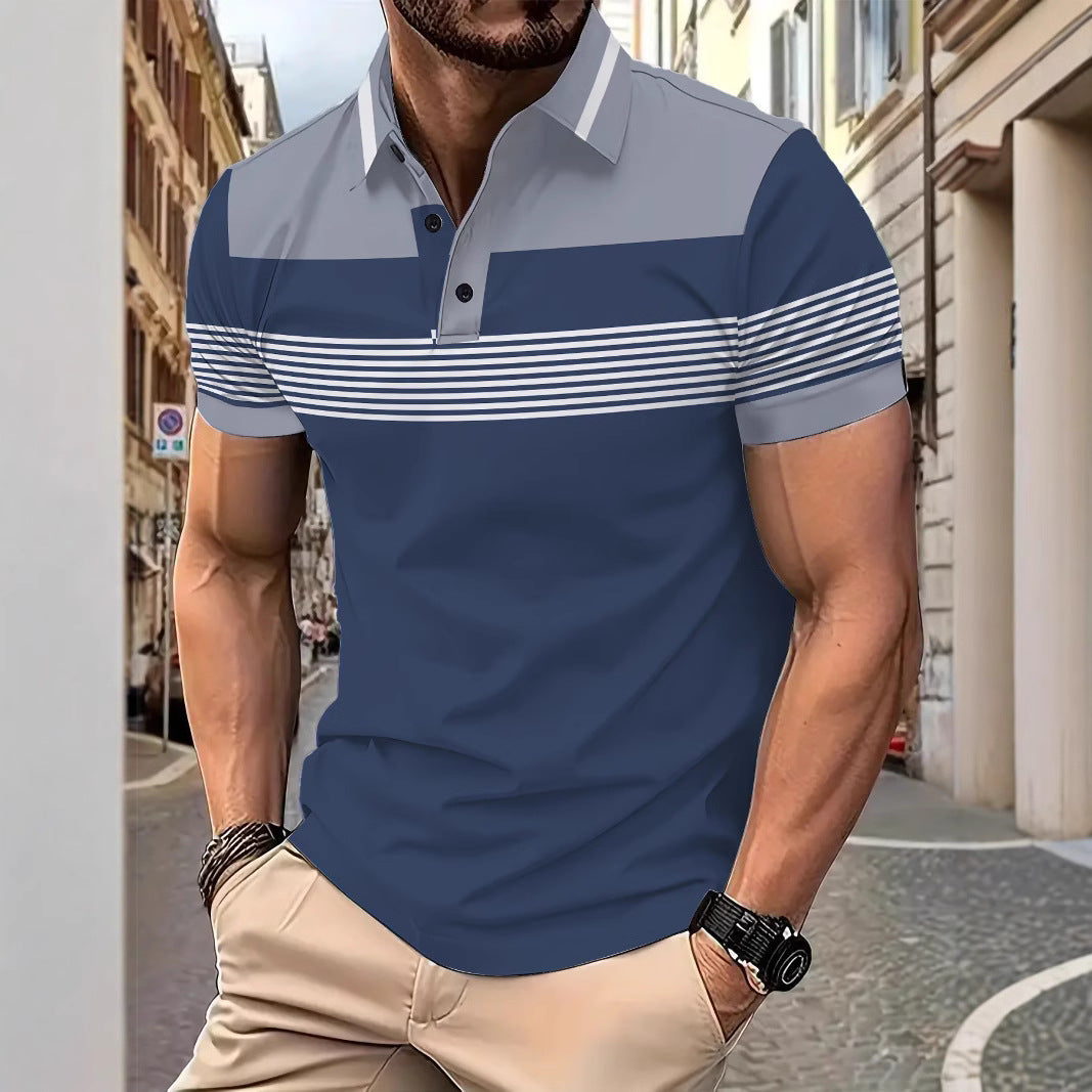 Herren Poloshirt Modern Streifen atmungsaktiv - BerlinGlamour