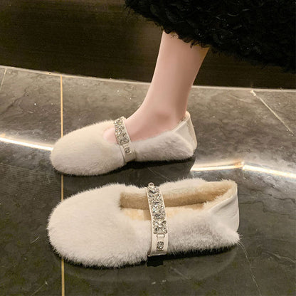 Damen Filzpantoletten Weich mit Schmuckband Winter - BerlinGlamour