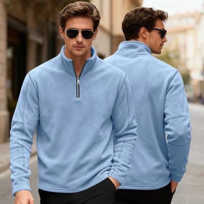 Herren Fleecepullover Kurz Reißverschluss Warm Modern
