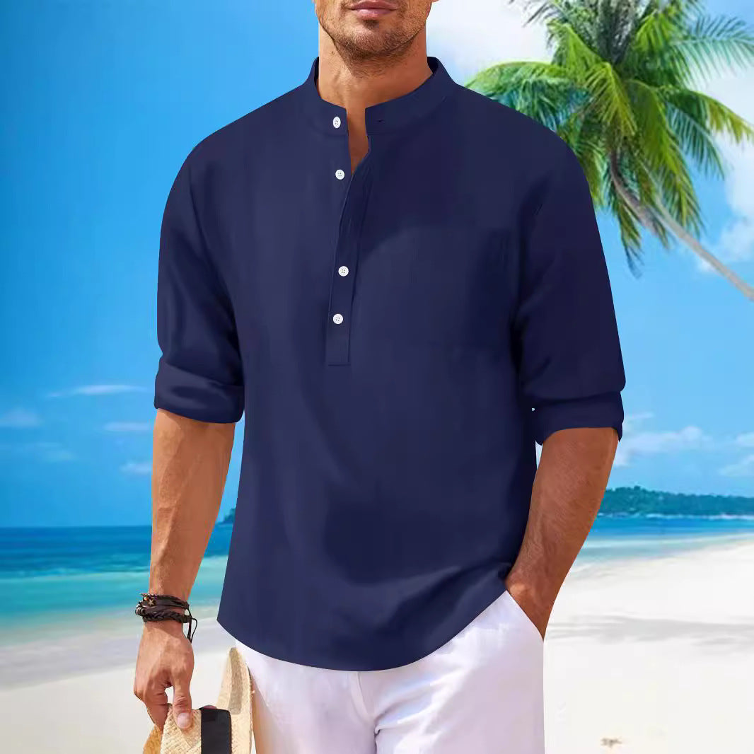 Herren Leinenbluse Lässig Sommer Modern