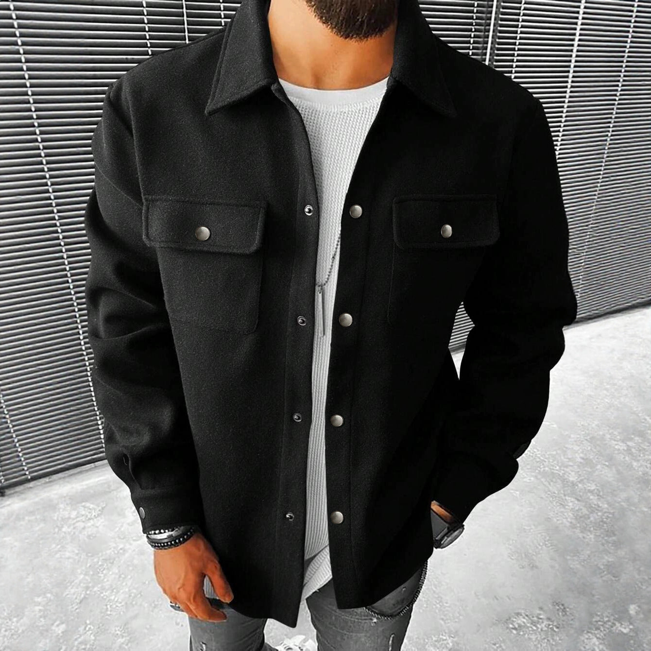 Herren Jacke Modern Stilvoll Outerwear Schwarz
