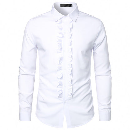 Elegante Herren Bluse Hochzeitsbluse Rüschen Männer