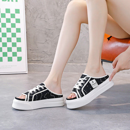 Damen Clogs mit Spitzendesign Komfortable Sneaker Schuhe