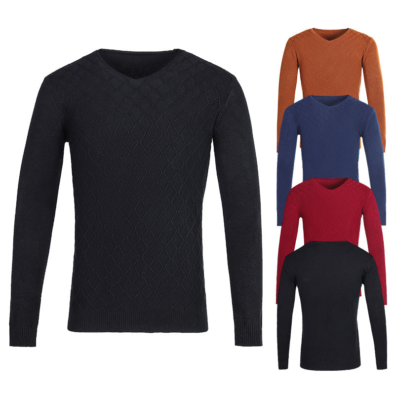 Herren Pullover V-Ausschnitt Struktur Muster Trendig