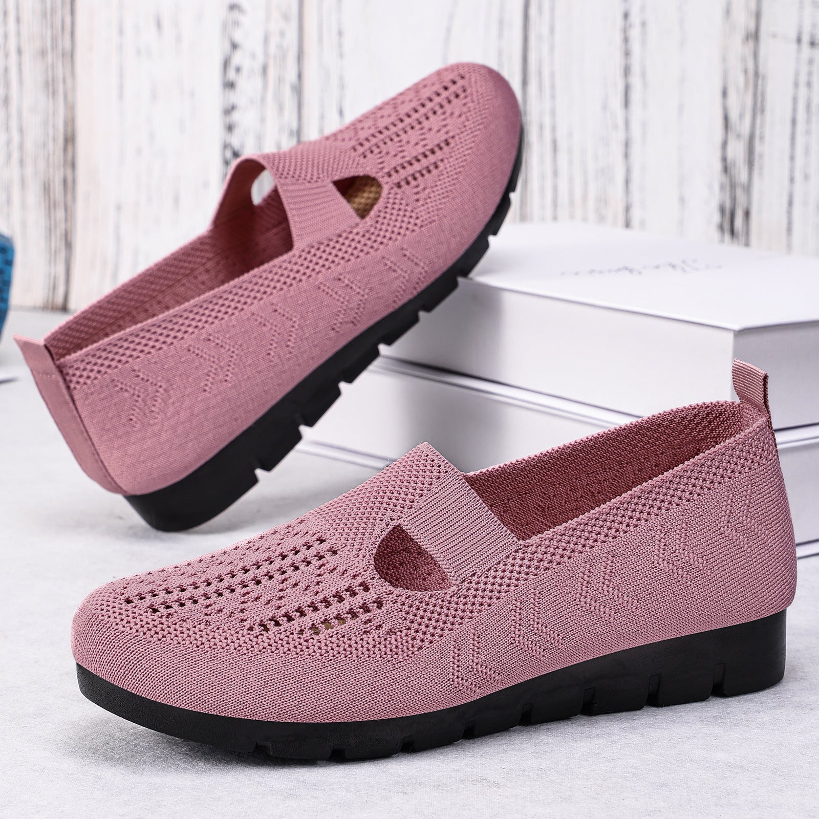 Damen Freizeitschuhe Bequem atmungsaktiv mit Strickdesign - BerlinGlamour