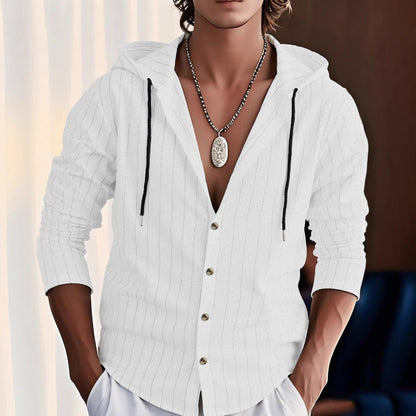 Herren Kapuzenhemd Modern mit Feinstreifen Trendy
